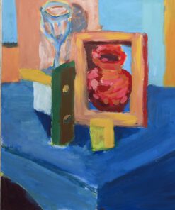 Donne Dijkhorst, de blauwe tafel, acryl op paneeel, 50x40