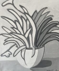 sierplant in pot grijs/wit